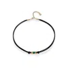 Unode50 Green Crystal Leather Necklace In Gold