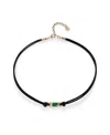 Unode50 Green Crystal Leather Necklace In Gold