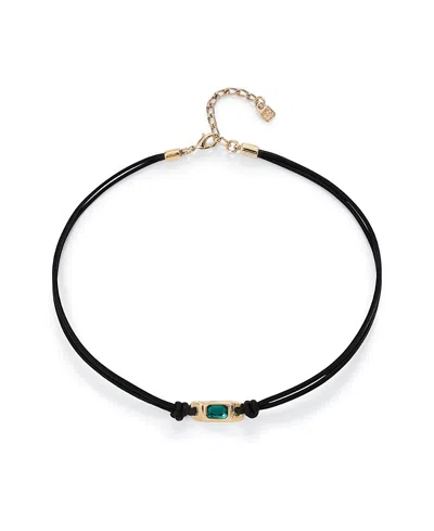 UNODE50 UNODE50 GREEN CRYSTAL LEATHER NECKLACE