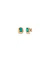 Unode50 Rectangular 18k Gold-plated Earrings With Green Crystal In Burgundy