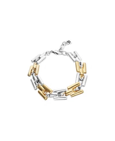 Unode50 Half 18k Gold Half Sterling Silver Alloy Bracelet With Links In Gray