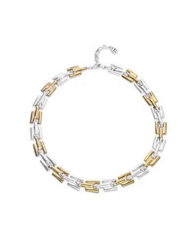 Unode50 Half 18k Gold Half Sterling Silver Alloy Necklace With Links In Green