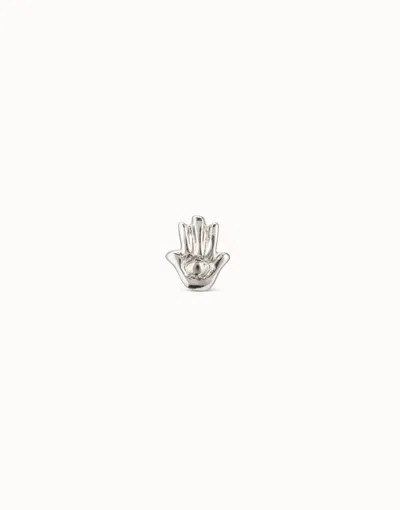Unode50 Hamsa Single Stud Earring In Silver