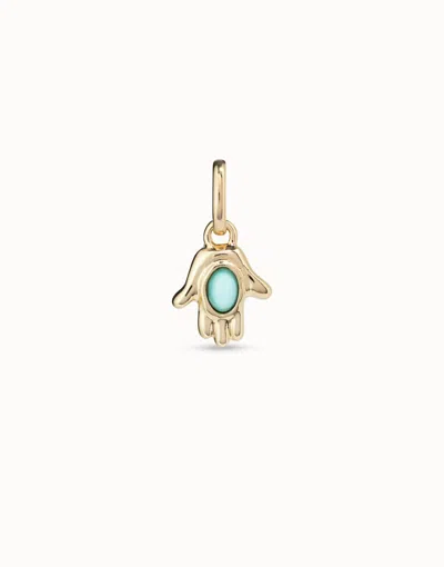 Unode50 Hand Shaped Charm With Turquoise Murano Glass In Blue