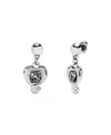 Unode50 Heart & Crystal Drop Earrings In Silver