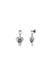 Unode50 Heart & Crystal Drop Earrings In Metallic