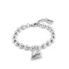 Unode50 Sterling Silver Plated Beads And Heart Charm Metal Alloy Bracelet In Metallic