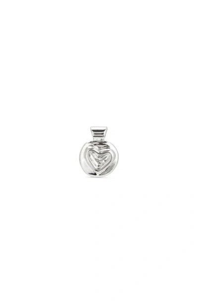 Unode50 Heart Charm Plated In Sterling Silver In Metallic