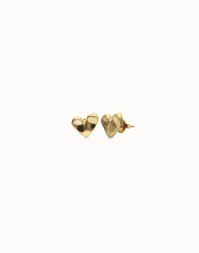 Unode50 Heart Piercing Stud Earrings In Gold