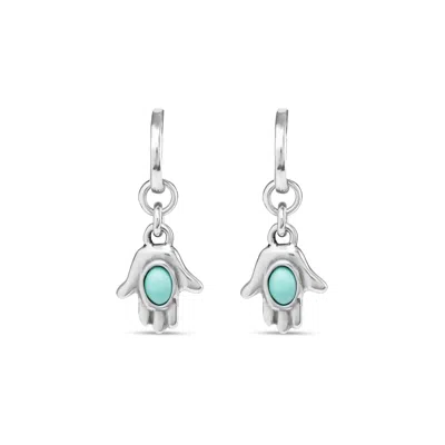 Unode50 Hoop Earrings Metal Alloy Bathed In Sterling Silver. Hand Charm With Murano Glass In Metallic
