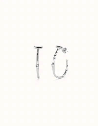 Unode50 Hoop Earrings With White Topaz In Brown