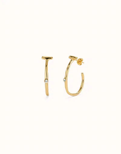 Unode50 Hoop Earrings With White Topaz