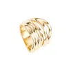 Unode50 Horizontal Handmade Metal Alloy Ring In Gold