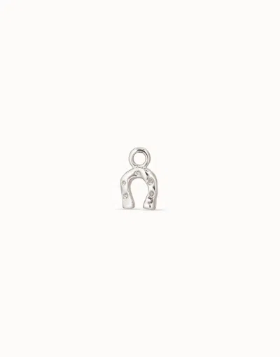 Unode50 Horseshoe Single Hoop Charm In Silver