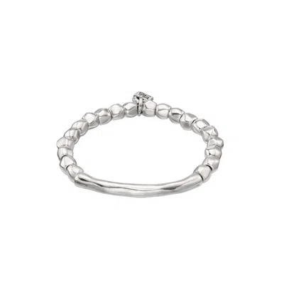 Unode50 Journey Beaded Stetch Bracelet In Silver