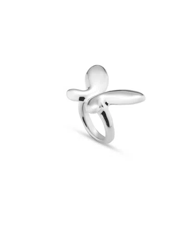 Unode50 Large Butterfly Shape Metal Alloy Ring In Silver