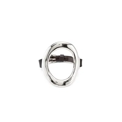 Unode50 Large Central Oval Buckle Clasp Bracelet In Silver