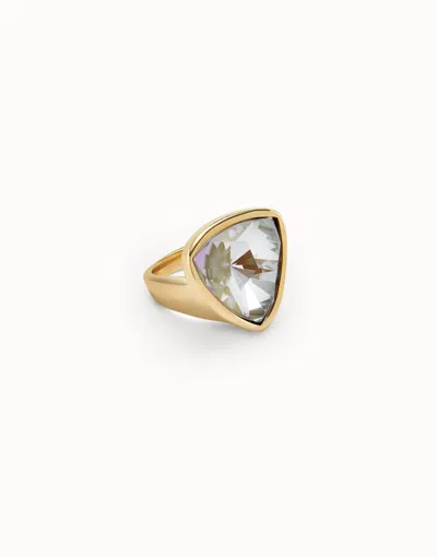 Unode50 Large Triangular Ring With Crystals In Multi