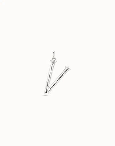 Unode50 Large V Initial Charm In Silver