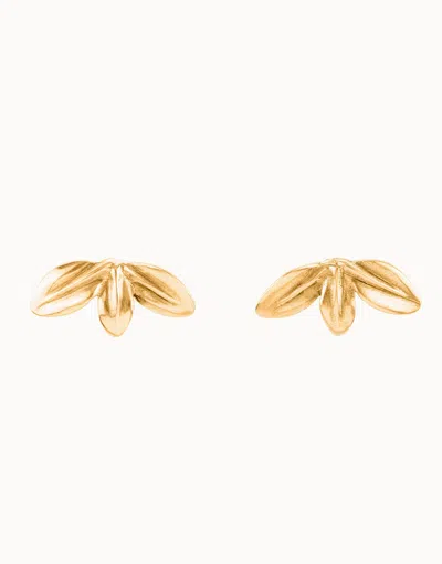Unode50 Leaf Shaped Stud Earrings In Gold