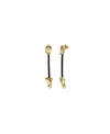Unode50 Leather And 18k Gold Plated Long Earrings With Hearts In Green