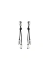 Unode50 Leather Beaded Drop Earrings In Blue