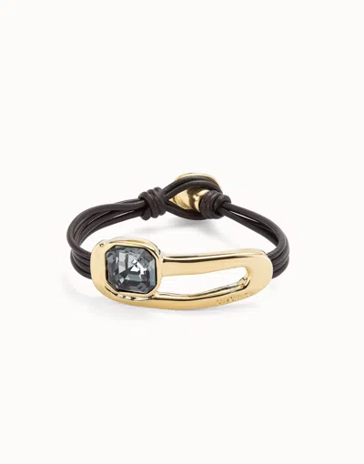 Unode50 Leather Bracelet With A Black Crystal