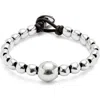 Unode50 Leather Bracelet With A Large Bead In Metallic