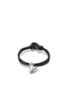 Unode50 Leather Bracelet With A Sterling Silver-plated Heart Charm In Silver
