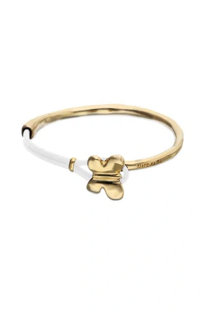 Unode50 Leather Bracelet With Gold-tone Butterfly In Multi