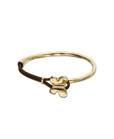 Unode50 Leather Bracelet With Gold-tone Butterfly In Multi