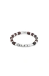 Unode50 Leather Bracelet With Sterling Silver-plated And Wooden Beads In Silver