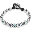 Unode50 Leather Bracelet With Sterling Silver-plated Beads In Silver