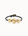Unode50 Leather Bracelet With Three Large Beads In Pattern