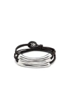 Unode50 Leather Bracelet With Three Sterling Silver-plated Strands In Silver