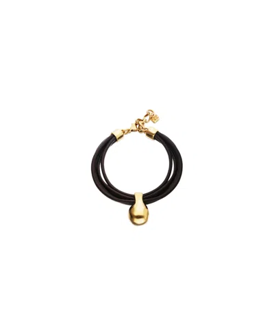 Unode50 Leather Bracelet With18k Gold Alloy Ball