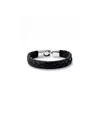Unode50 Leather Braided With Sterling Silver-plated Clasp Bracelet