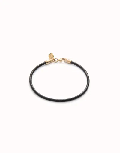 Unode50 Leather Charm Bracelet With Clasp In Black