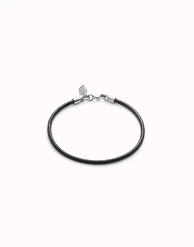 Unode50 Leather Charm Bracelet With Clasp In Black