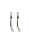 Unode50 Leather And 18k Gold Plated Long Earrings With Hearts In Multi