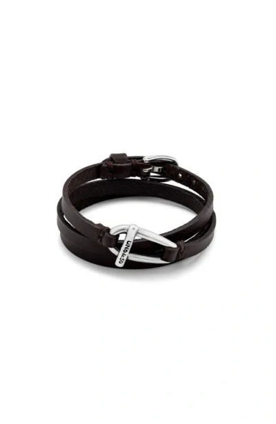 Unode50 Leather Link Bracelet In Silver