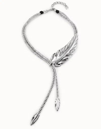 Unode50 Leather Necklace In Silver