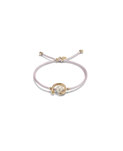 Unode50 Lilac Silk-style Thread Bracelet With Pearl Shell In Gold