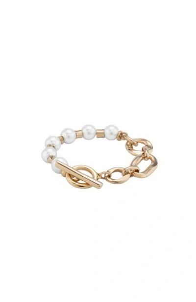 Unode50 Link & Pearl Combo Bracelet In Gold