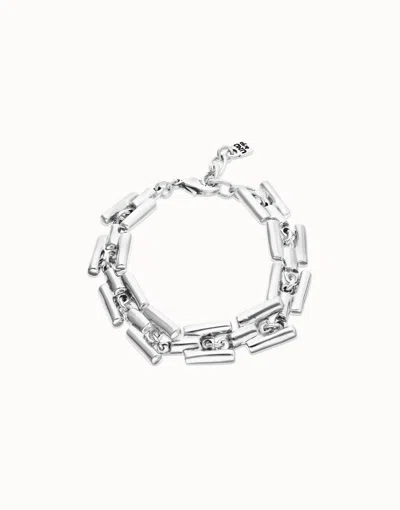 Unode50 Link Bracelet With Cylindrical Pieces In Silver