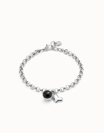 Unode50 Link Chain Bracelet With Heart Charm And Murano Glass In Metallic