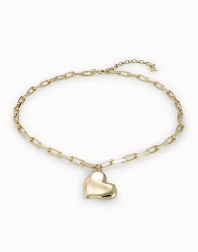 Unode50 Link Chain Necklace With Heart In Gold