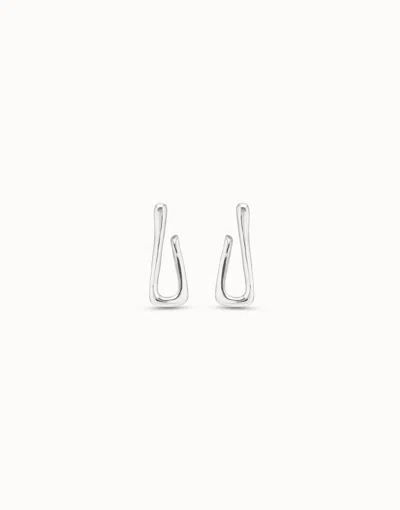 Unode50 Link Shaped Hoop Earrings In Silver
