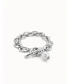Unode50 Links And Cultivated Pearl Charm Bracelet In Silver