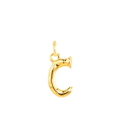Unode50 Little Alphabetical Gold-plated Metal Alloy Pendant Charms In Letter C